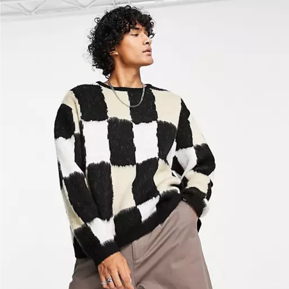 ASOS DESIGN oversized checkerboard sweater 2XL